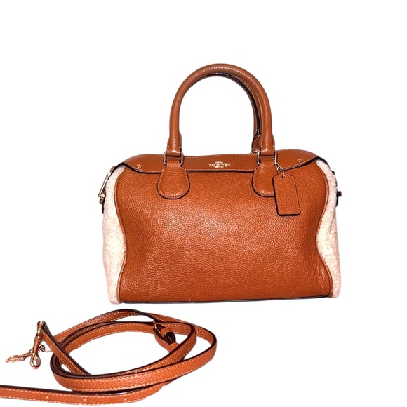 Coach Handbags - Coach Mini Bennett Brown Leather and Shearling Satchel (EUC)